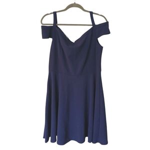 Julia NWT Navy Blue Fit And Flare Corset Back Off The Shoulder Dress Size XL
